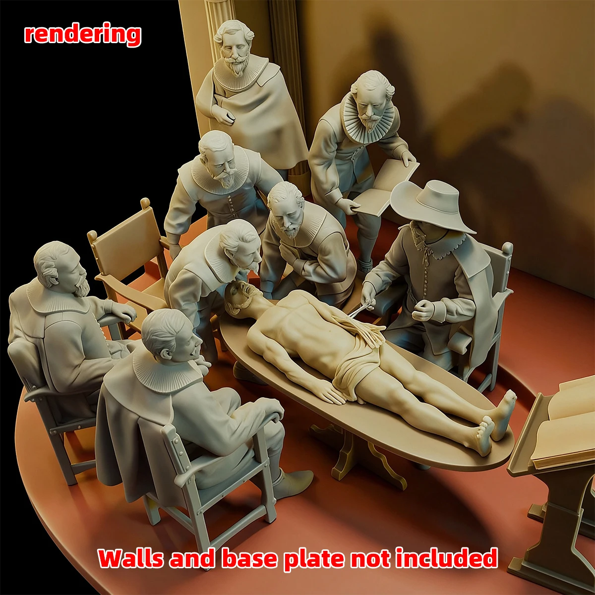 1/35 1/43 1/48 1/64 1/72 1/87 Modellbausatz 3D-Harz-Miniatur-Soldatenfiguren Diorama Unbemalt Niederländische Anatomie-Stunde DIY – Detail 15