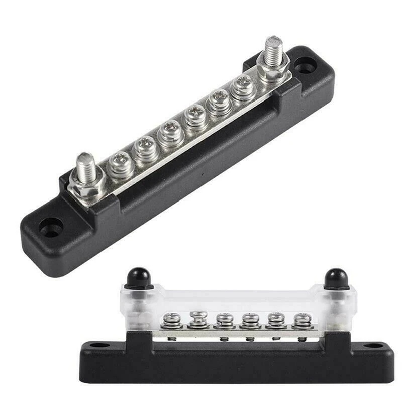 150A AC And DC High Current Straight Row Single Row With Transparent Cover 6-Way Bus Bar Suitable For Car, RV, Caravan