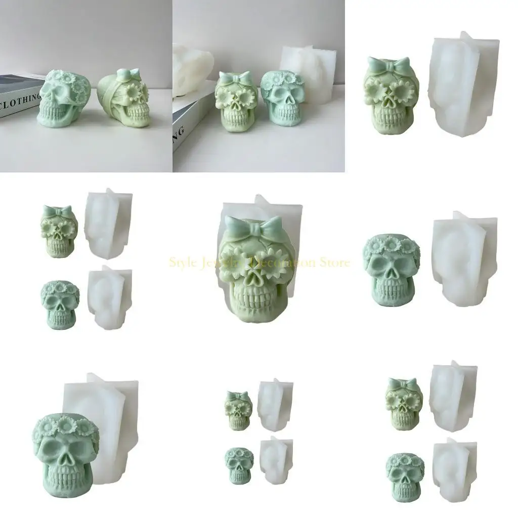 

D46E Череп Силиконовый Свеча формы Aromatherapys Halloween смола плесень домашние украшения