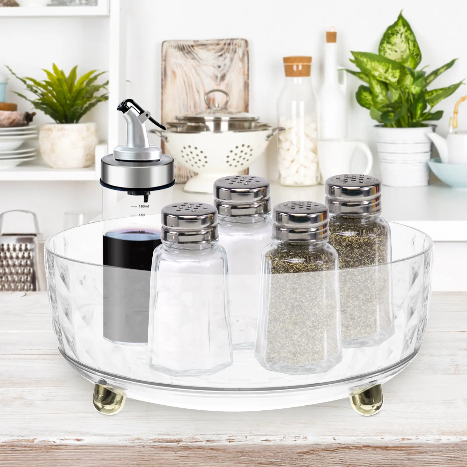 

Вращающийся органайзер для ванной комнаты, прозрачный, многофункциональный, для парфюмерии, косметики, уходовых средств, помад, для хранения на кухне