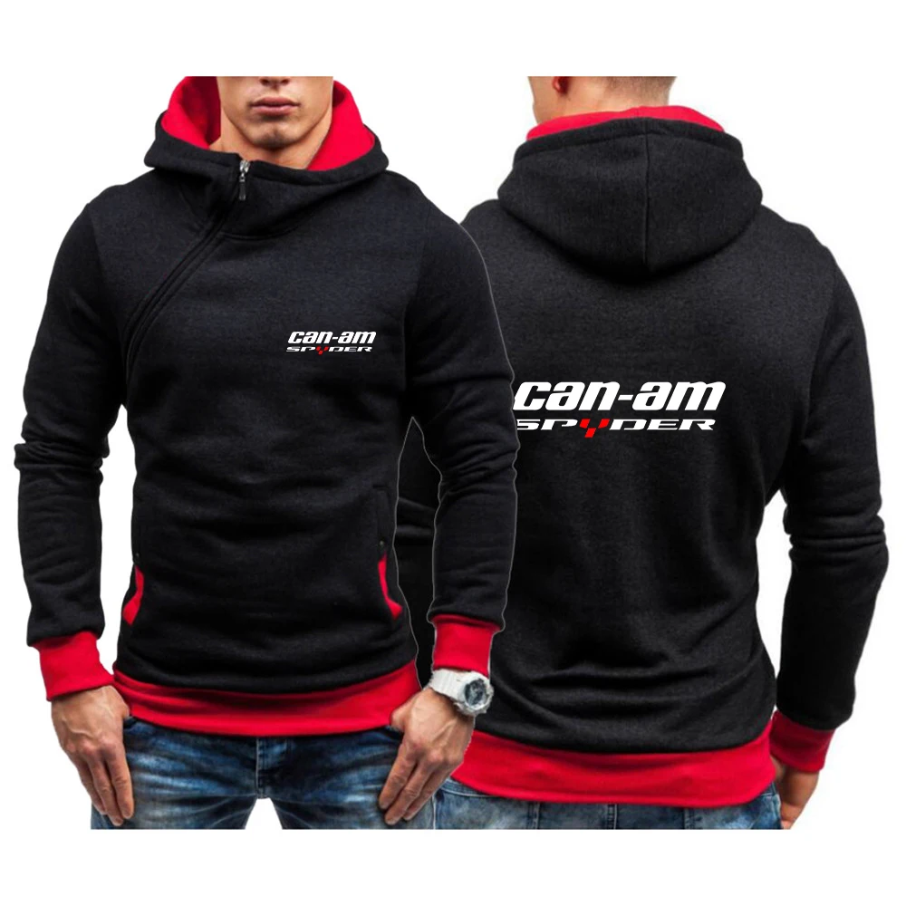 

New Can Am Spyder Motorcycles Men Printing Diagonal Zipper Hoodies Sweatshirts Popular Sportswears Streetwears Pullovers Clothes