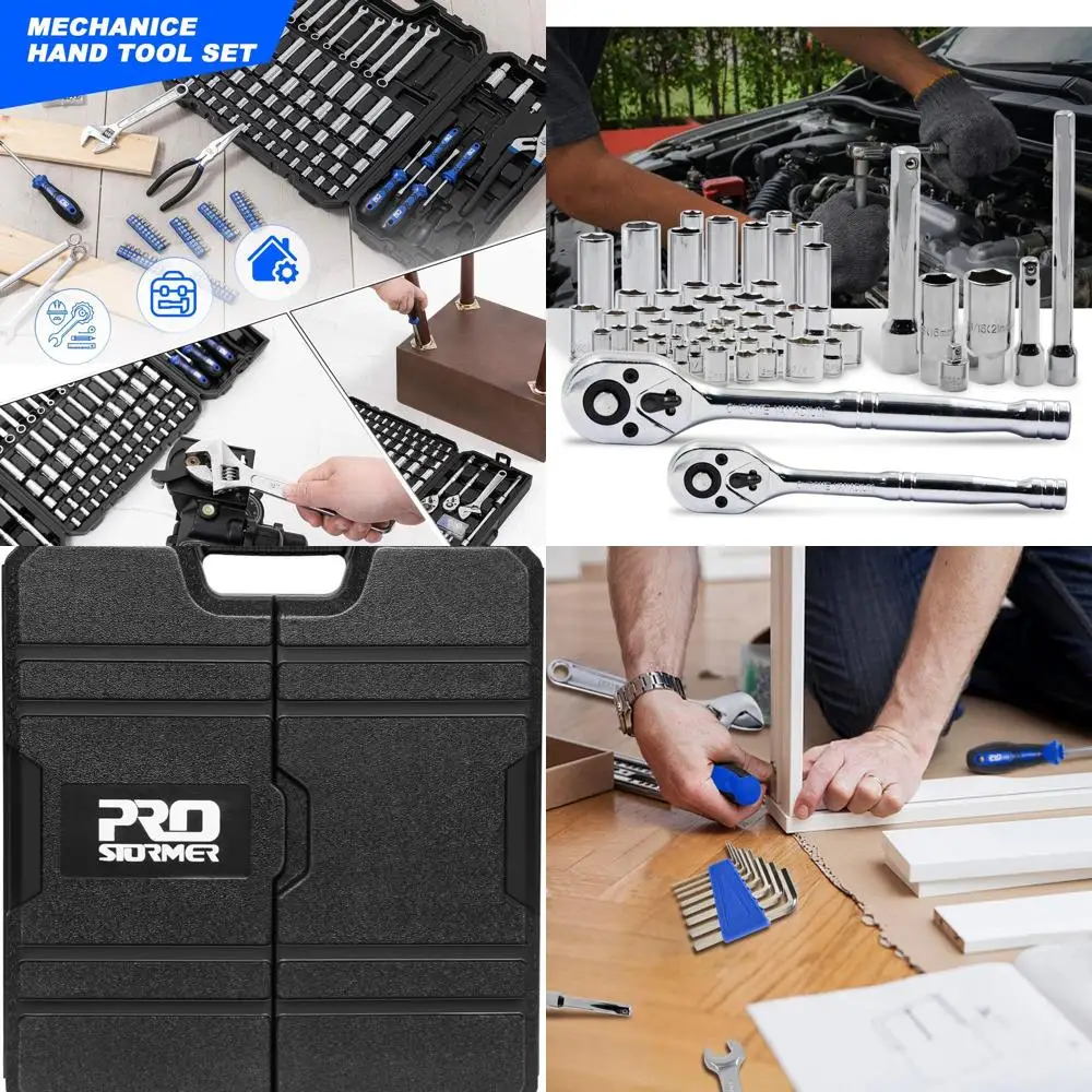 

240-Piece Mechanics Tool Set, General Assorted SAE/Metric Sockets and Wrenches Automotive Repair Tool Kit with Plastic Storage T