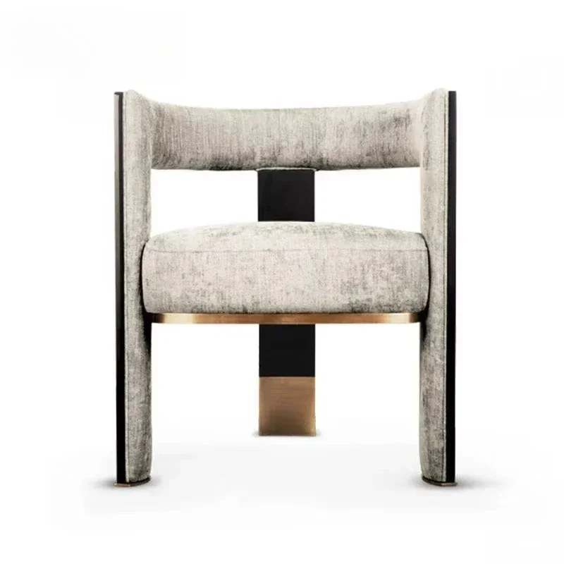 Modern restaurant upholstered chair Nordic luxury dining chair High-end restaurant solid wood fabric chair