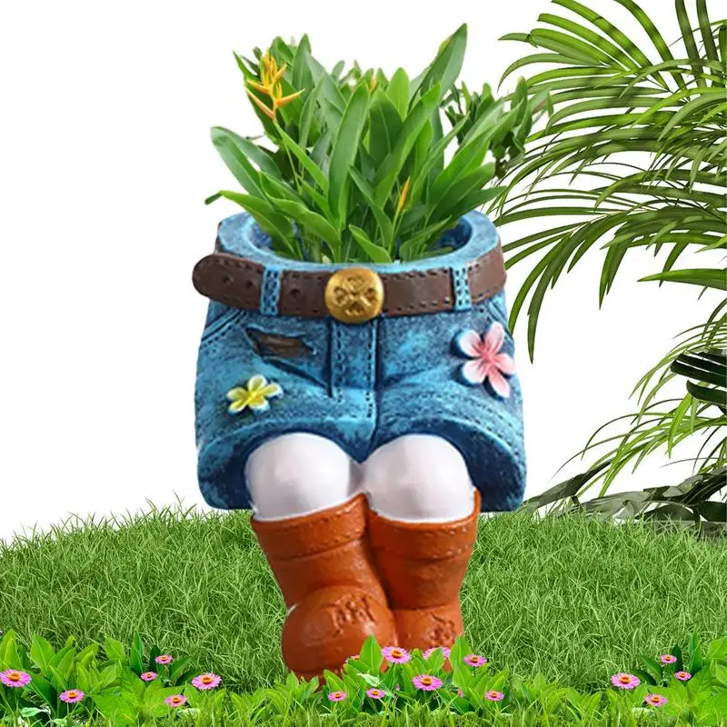 Cute Flower Pots For Indoor Plants Creative Jeans Denim Skirt Flower Pots Outdoor Decorative Table Ornaments Crafts Garden