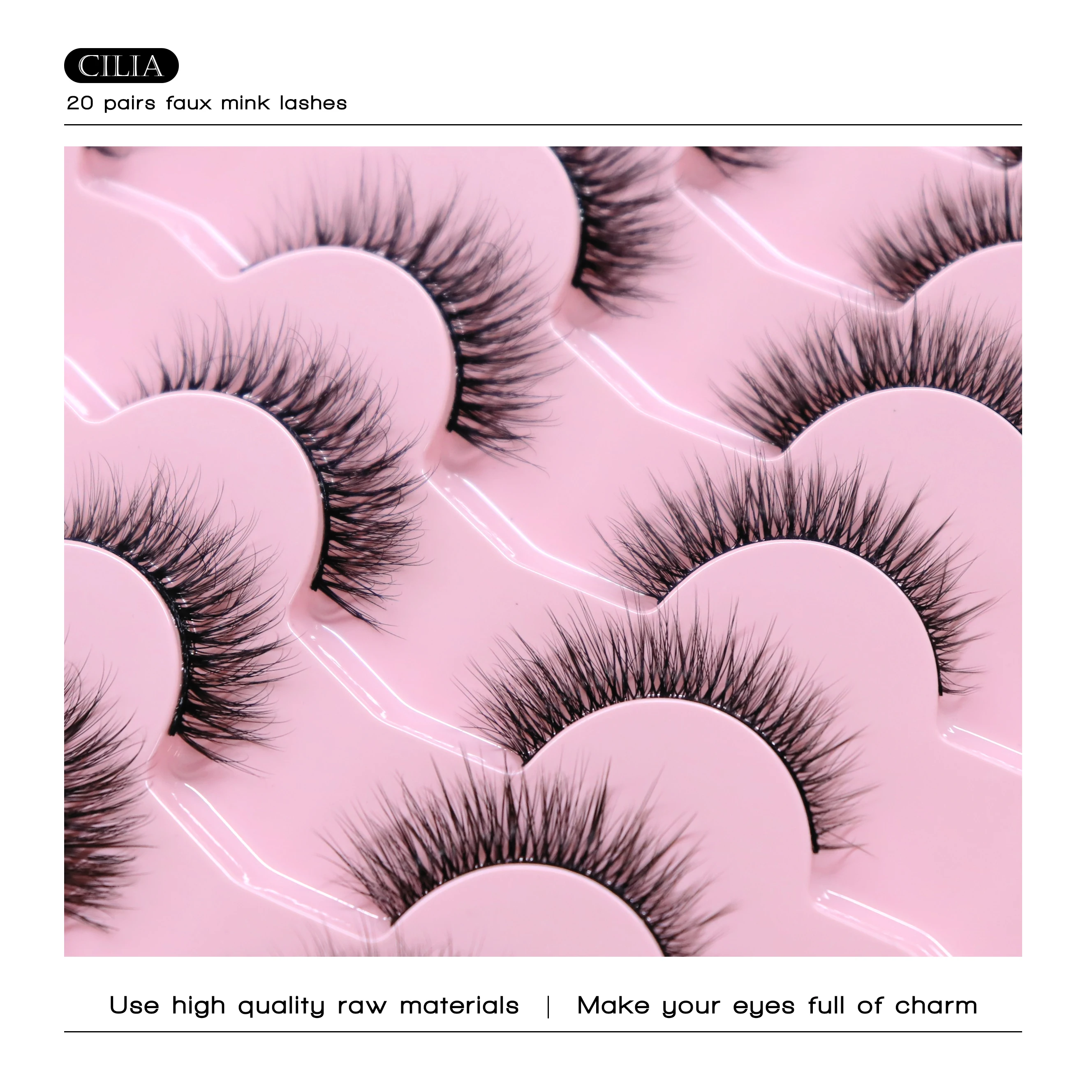 Lashes 20 Pairs 3D Faux Mink Eyelash Natural Look False Eyelashes Dramatic Volume Thick Lashes Extension Makeup For Women