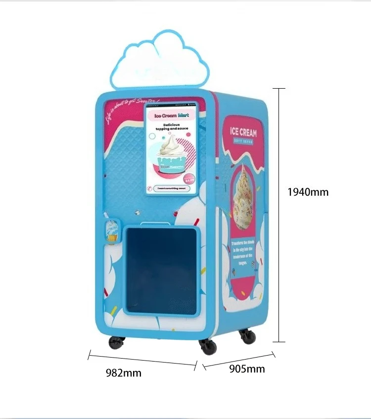 Factory Direct Sales Smart Soft Ice Cream Maker for Sale Customized Commercial Automatic Ice Cream Vending Machines