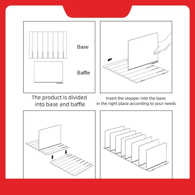 Acrylic Desktop File Sorter Organizer, 4 Compartments Mail Organizers For Desk, For Desktop, Shelf, Office,Organizer