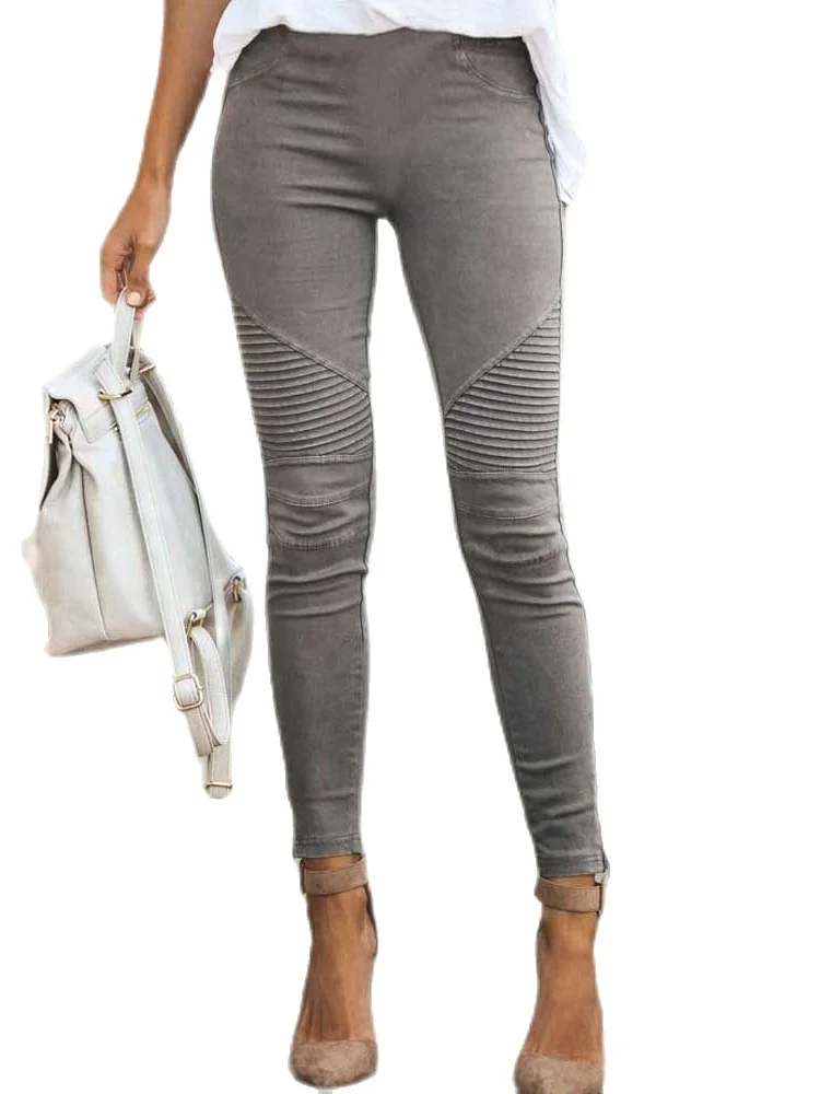 

Slim Fit High Waist Elastic Leggings Pencil Pants Straight Leg Long Trousers Casual High Waist Pants for Women