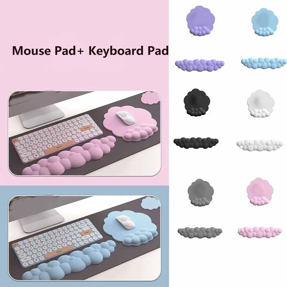 Alas Penyangga Pergelangan Tangan Keyboard Kulit PU Anti Aus, Bantalan Mouse Ergonomis Anti Selip, Alas Mouse Cloud Lembut Nyaman, Pelindung Sandaran Mouse