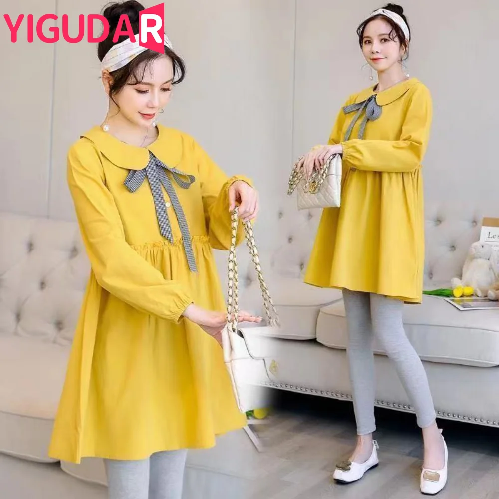 

Maternity Dresses Elegant Summer Clothes For Pregnant Women Loose Slim Turn Collar Cute Pregnancy Vestidos de fotografia y2k