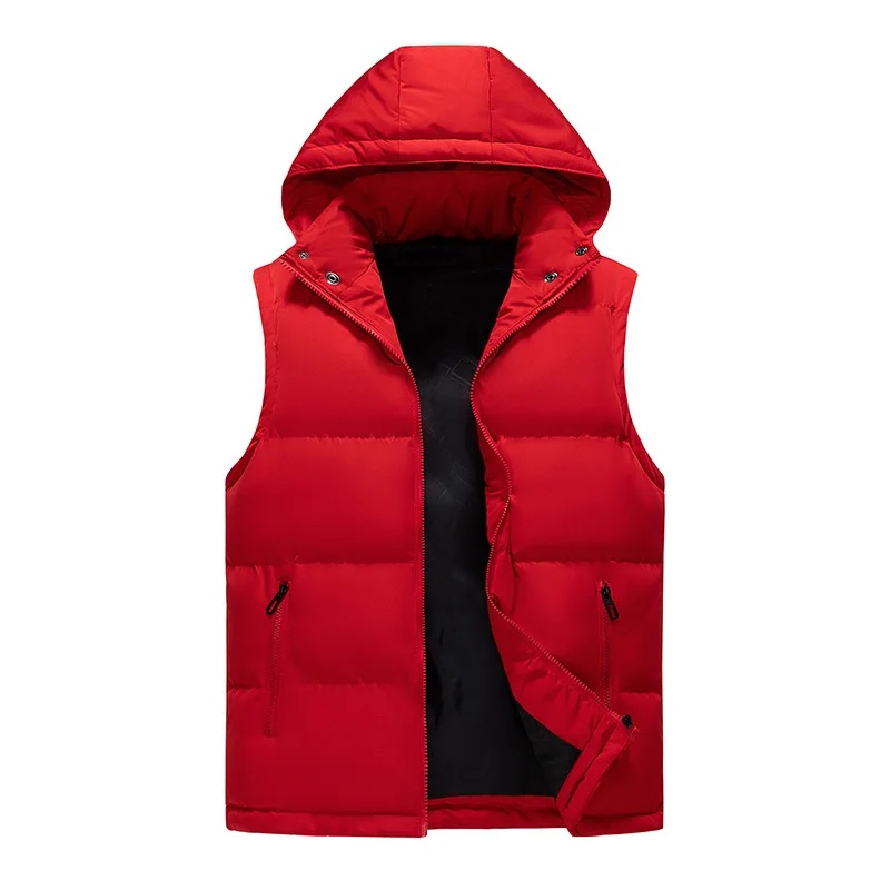 Japanese Hooded Down Vest Windproof Neck Protection Warm Practical Wear Simple Solid Color Design Fashion All-purpose Style Coat