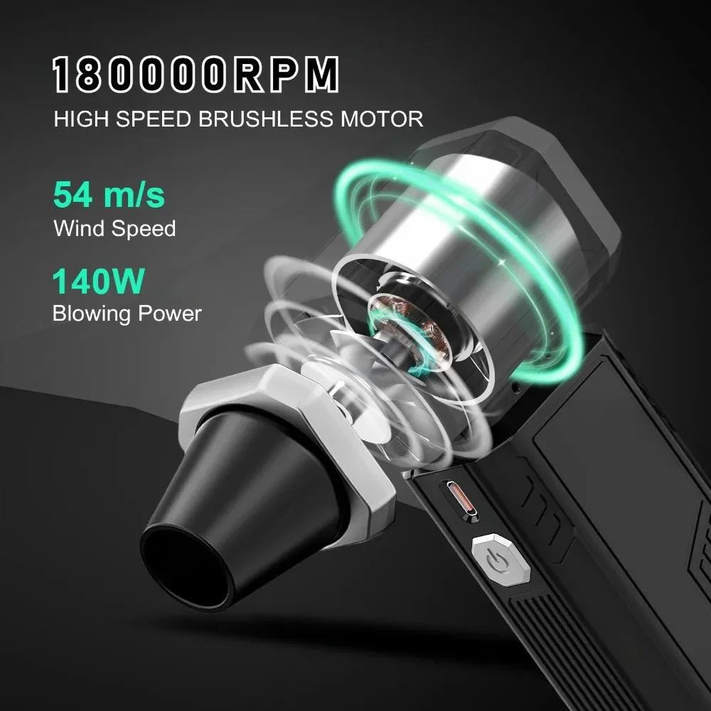 180000RPM Strong Winds 54m/s Violent Fan Brushless Turbo Jet Fan 7500MAH Powerful Air Blower Vacuum Dust Cleaner Type-C Charging