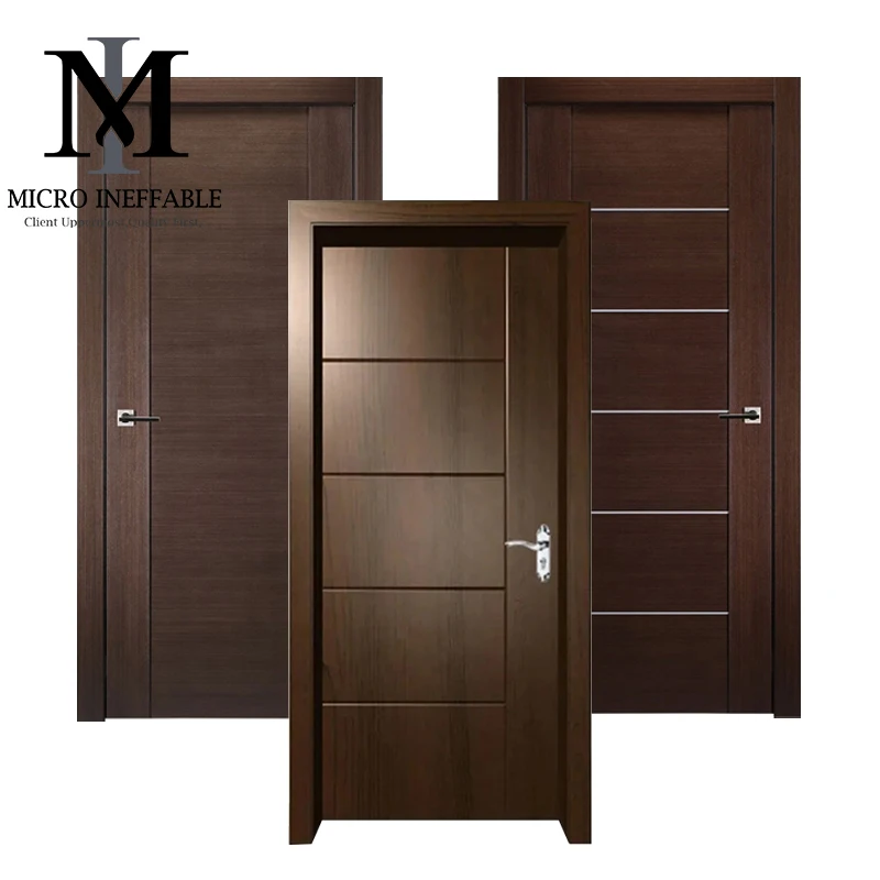 Wooden Doors European Style Modern Factory Price Simple Interior Walnut Flat Single Wood Interior Door For Homes