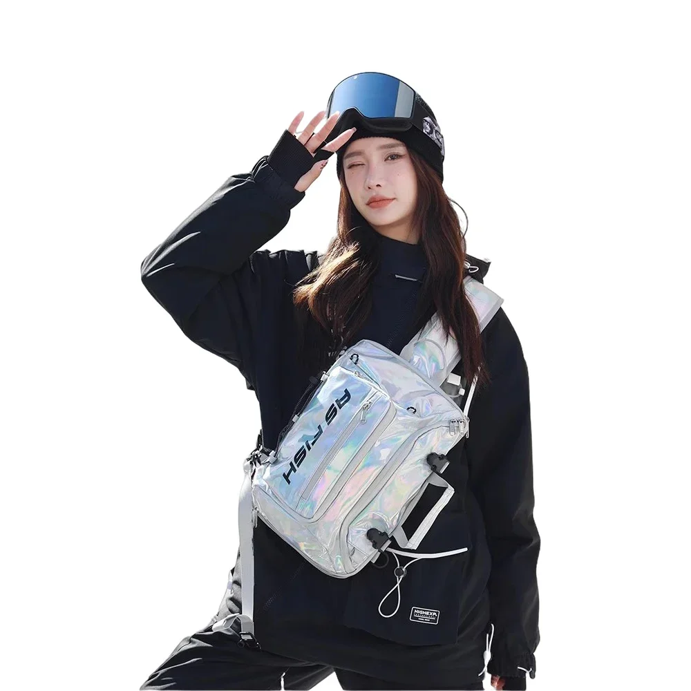 Unisex Snowboard Skateboard caschi da sci borsa portaoggetti zaino da sci borsa a tracolla sportiva da neve impermeabile multifunzionale