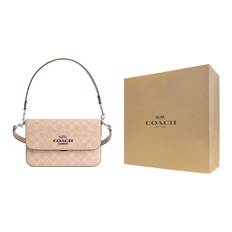 COACH Brynn Artificial Leather, Cow Split Leather Crossbody Handbag, Shoulder Bag Medium Women's Light Beige CX798-SVPWH