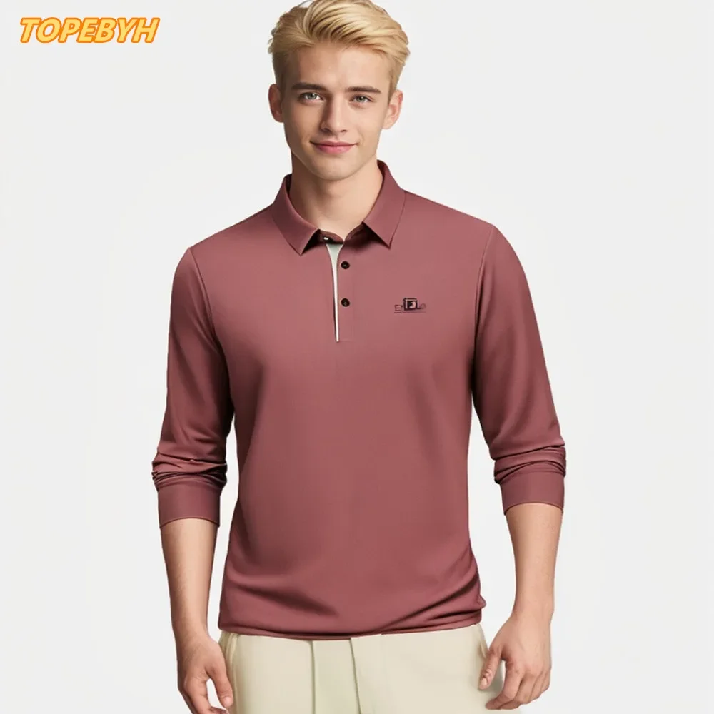 

Mens Daily Casual Tee Long Sleeve Sweatershirt Man Clothes Pullover Tops Lapel Polo Mens Clothing