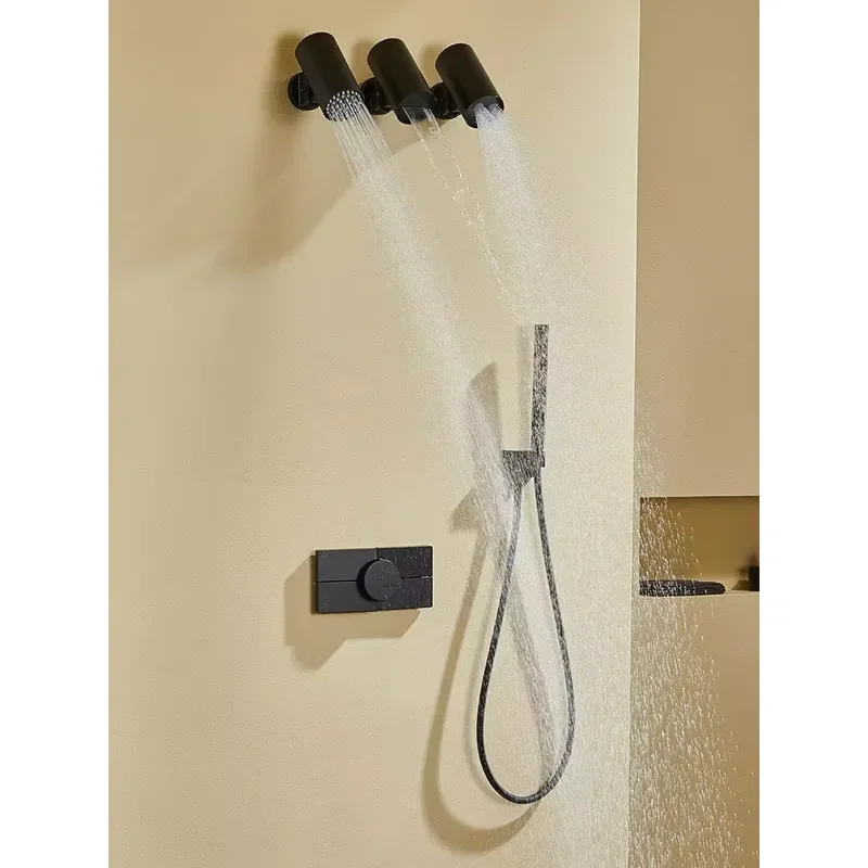 Shower Faucet Set 3-Function Wall Mounted Rain Shower with Handheld or Hotel Bathroom