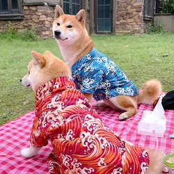 Japanese Style Pet Kimono Spring Summer Clothes for Cats And Dogs Small to Medium Size Shiba Inu Corgi Puppy Costume Outfit