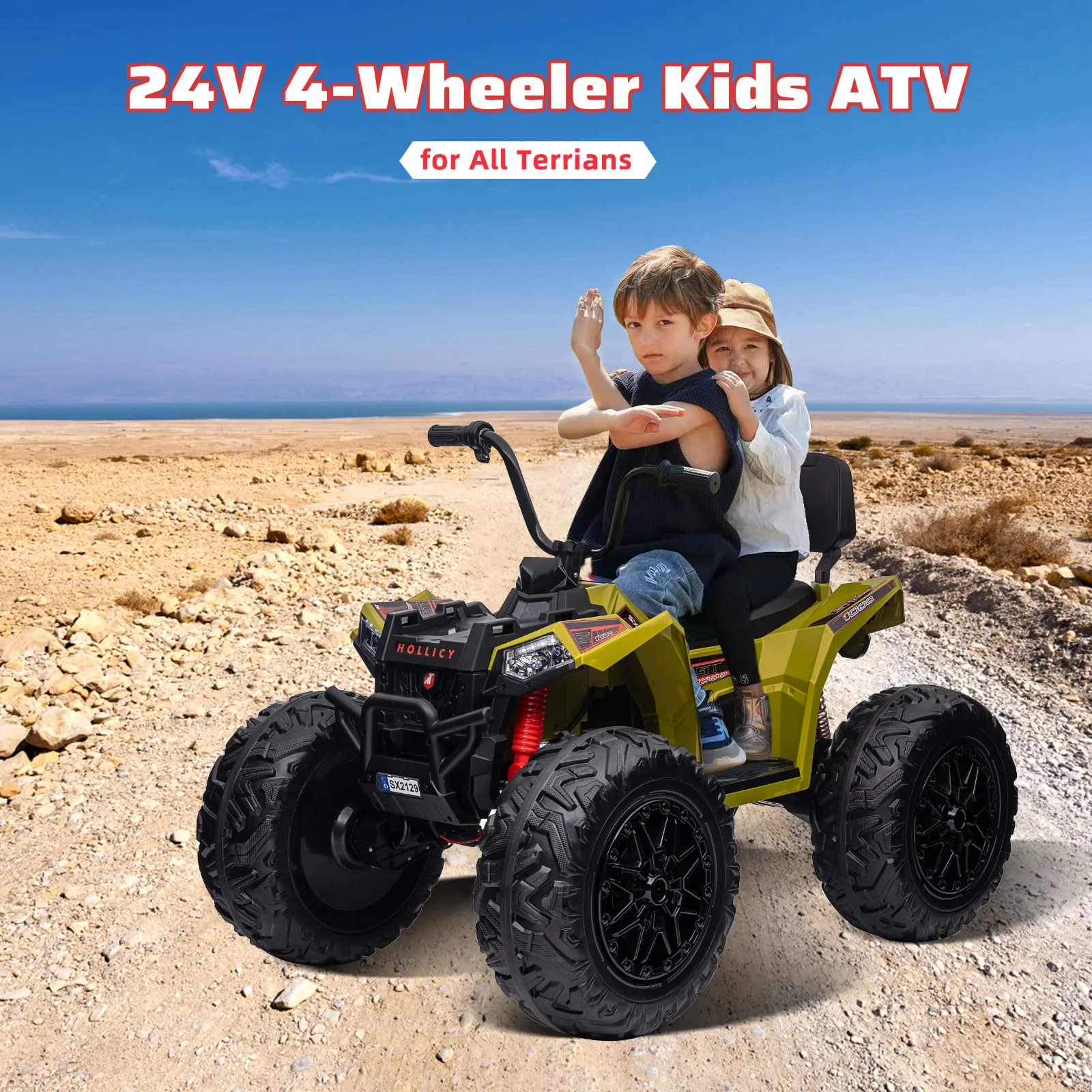 Jouets électriques pour enfants, ATV 24V, voiture puissante, batterie 4x80w 2x7AH, longue durée de lecture, lecteur de musique Bluetooth, lumière LED, pneus EVA