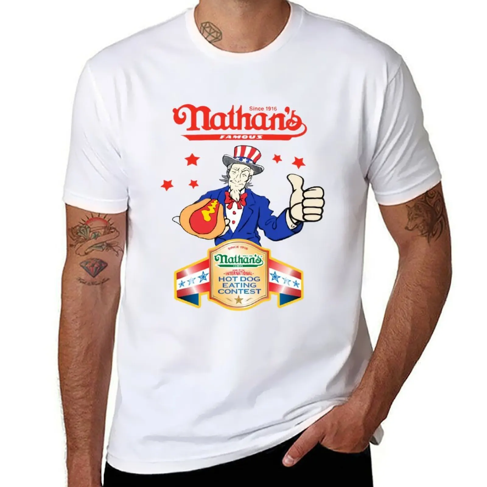

Joey Chestnut Nathans Hot Dog Eating Fourth Of July 2021 T-Shirt funny t shirts man man t shirt cotton high quality T-Shirt