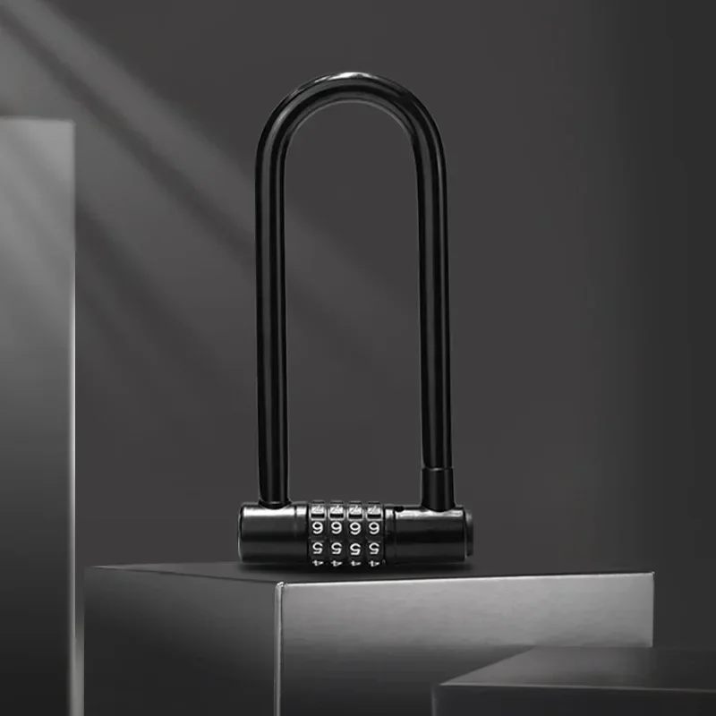 

Glass Lock Door Password Lock Door Padlock Anti Shear And Anti-theft Bicycle U-shaped Double Plug Lock