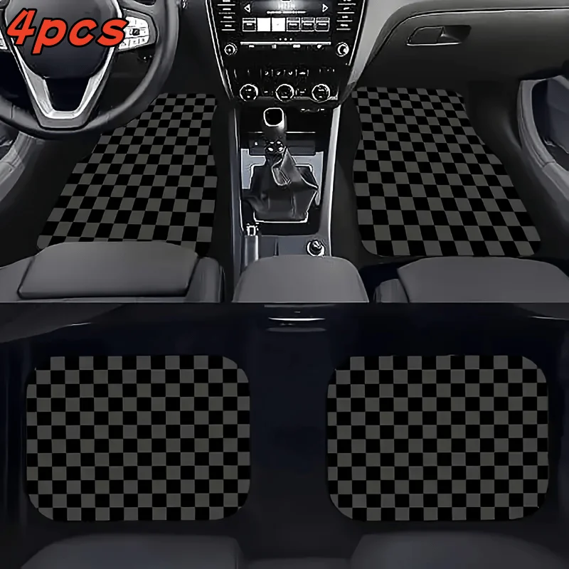 

Универсальный набор автомобильных ковриков из 2/4 предметов с клетчатым дизайном, украшение интерьера для транспортных средств, водопоглощающий, нескользящий, подходит для Al
