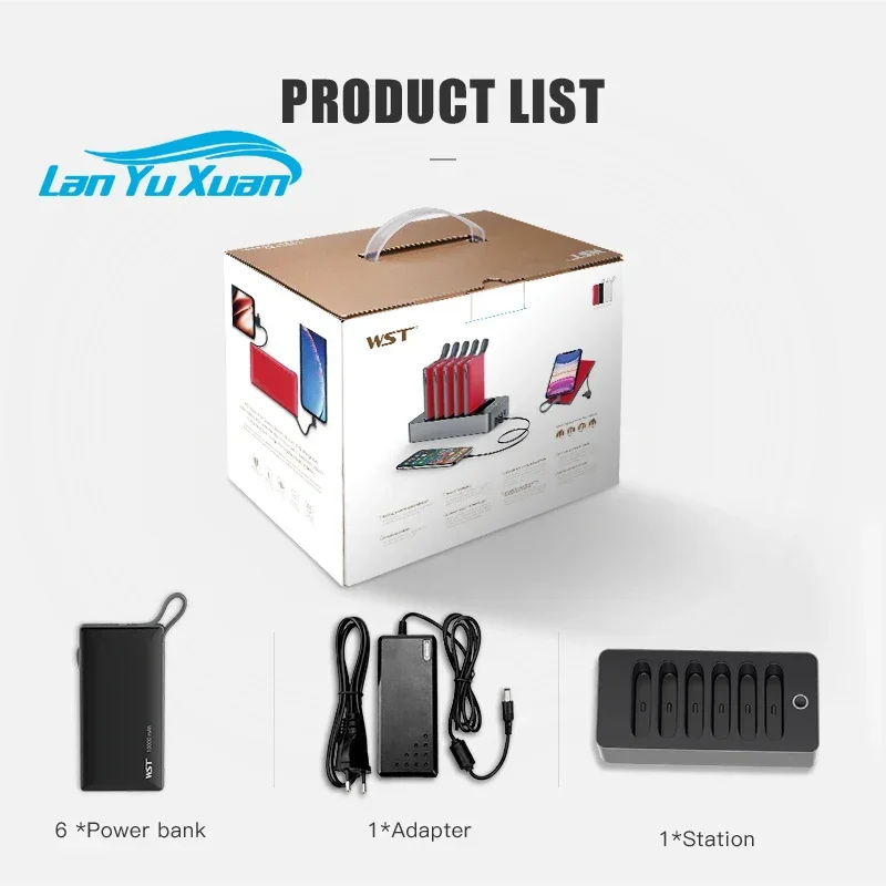 

2026 High capacity 10000mAh power bank docking station with cable restaurant business mobile phone charger shared power bank