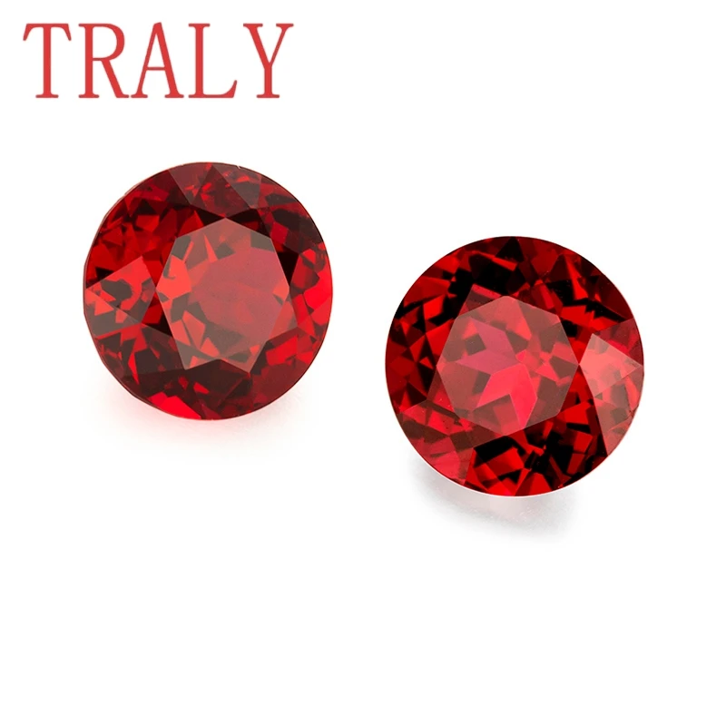 8A Ruby Round Shape Red Colour Gemstones 5mm- 16mm Synthetic Loose Stone for Jewelry Beads