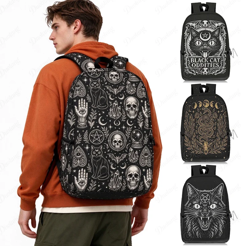 Dark Fantasy Witch Balck Cat Backpack Mysterious Witchcraft Women Men Rucksack for Travel Teenager School Laptop Daypack Bookbag