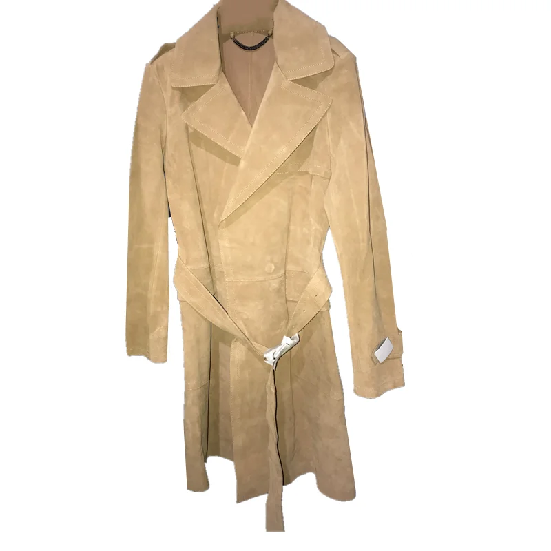 高級ベルベットレザージャケット レディースコート スリムウエストベルト付き ミディアム丈 着痩せ効果なし 本革