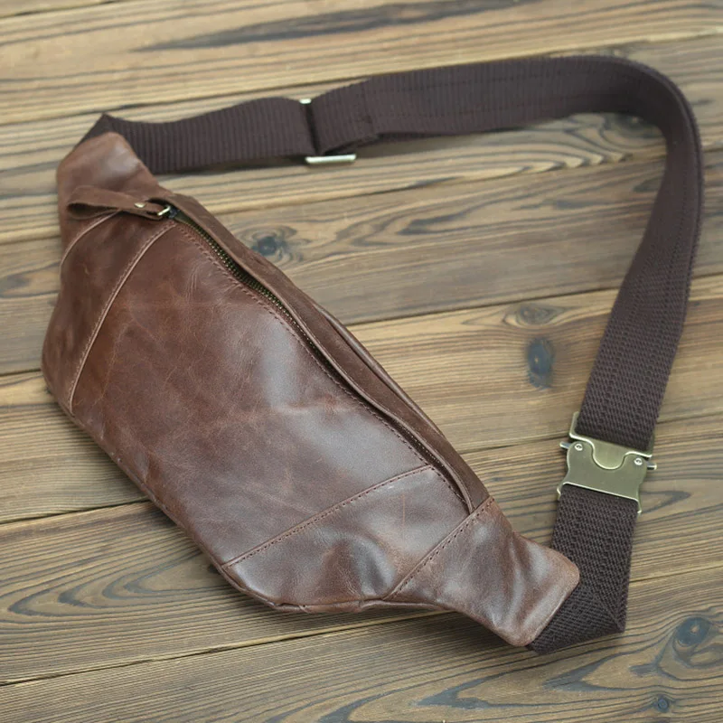 Vintage Wallets Men Solid First Layer Cowhide Genuine Leather Wallet Basic Daily Zipper Purse Casual Phone Bags Retro Waist Bag