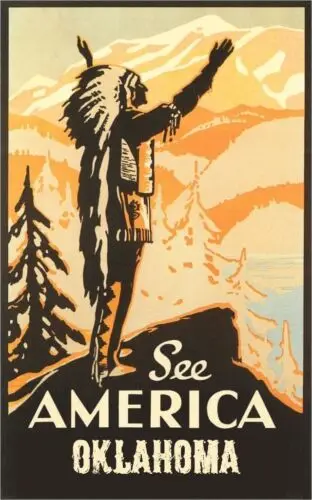 See America Oklahoma Travel Poster Vintage Style Retro 20 x 30 1800s  Wall Art