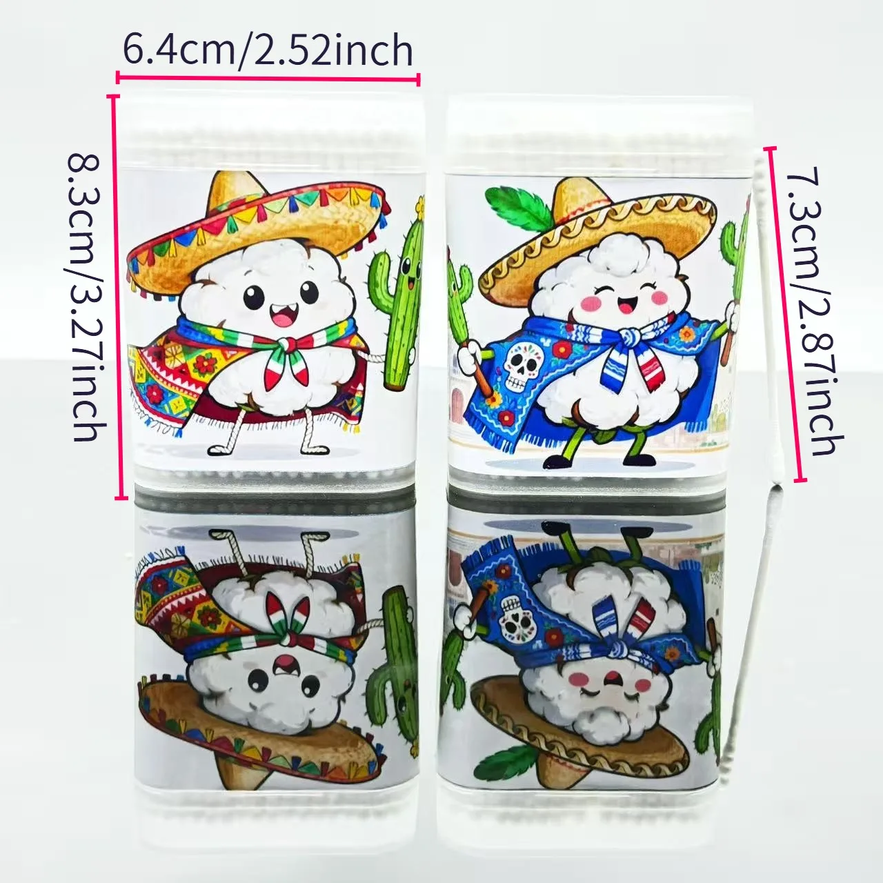 400개 멕시코 테마 양면 면봉, 창의적인 멕시코 시리즈 면봉, 흰색 얇은 원형 면봉