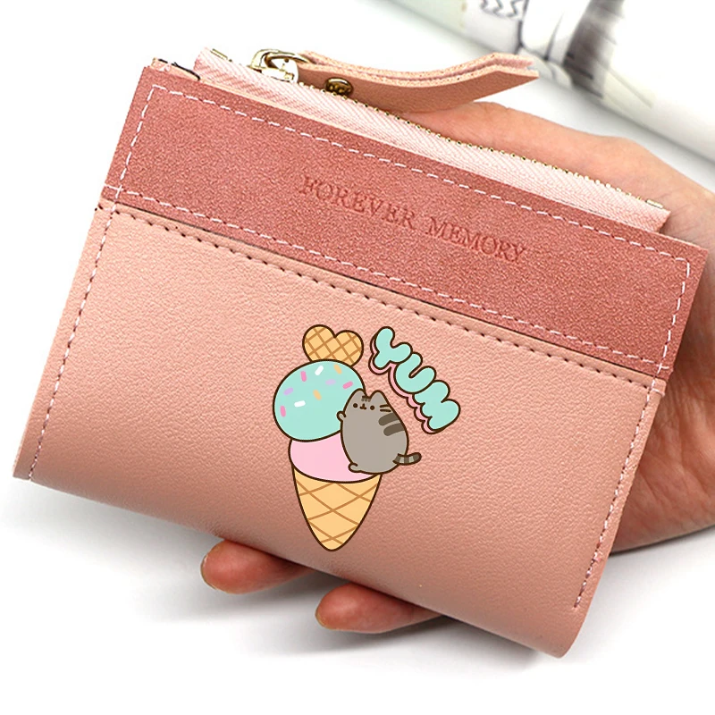 Pusheen PU Wallets Anime Fat Cats Printed Coin Purses Fashion Women Horizontal Wallet Kids ID Card Holders Birthday Xmas Gift