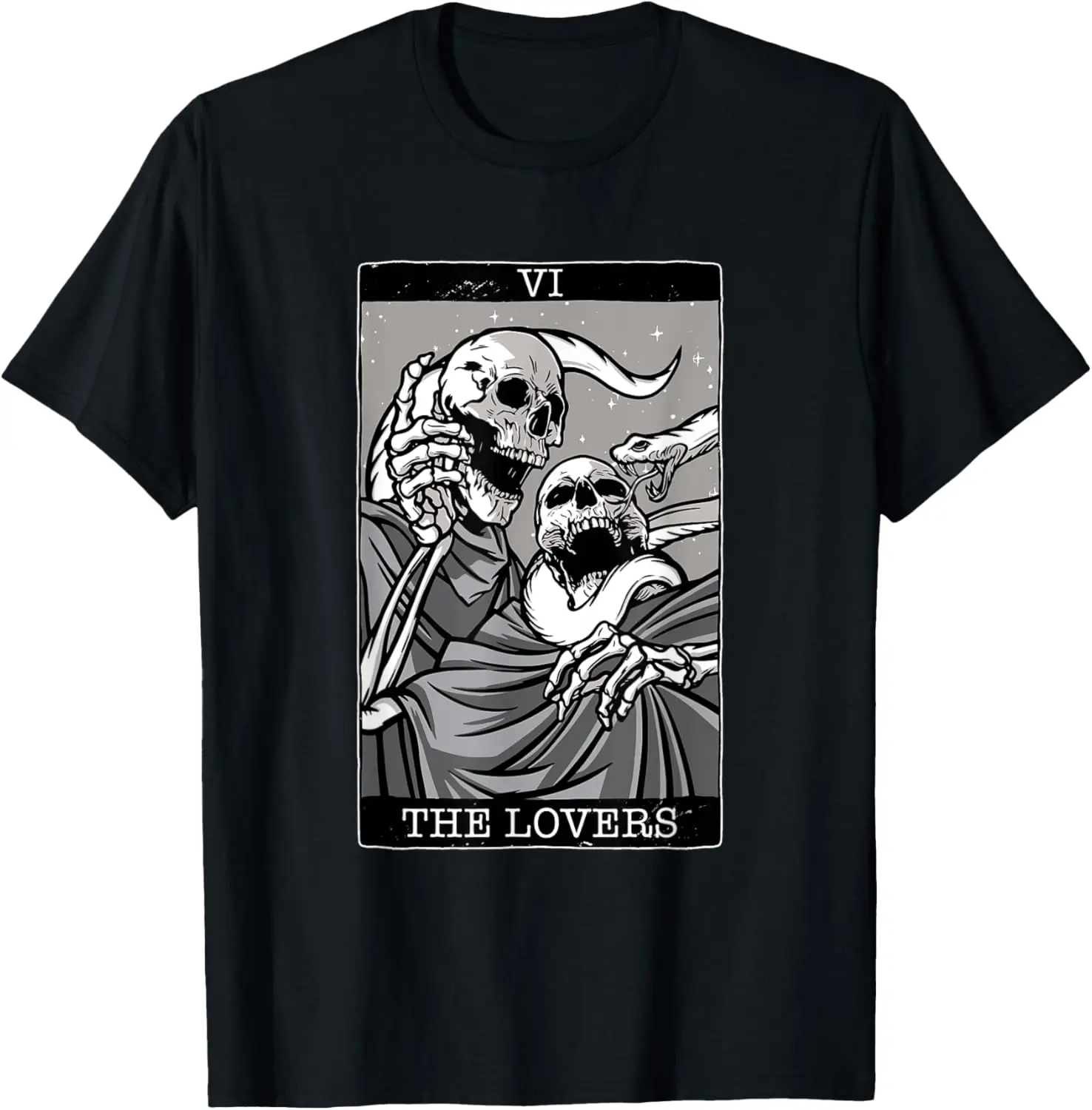 Tarot Card The Lovers Skeletons Gothic Occult Major Arcana T-Shirt