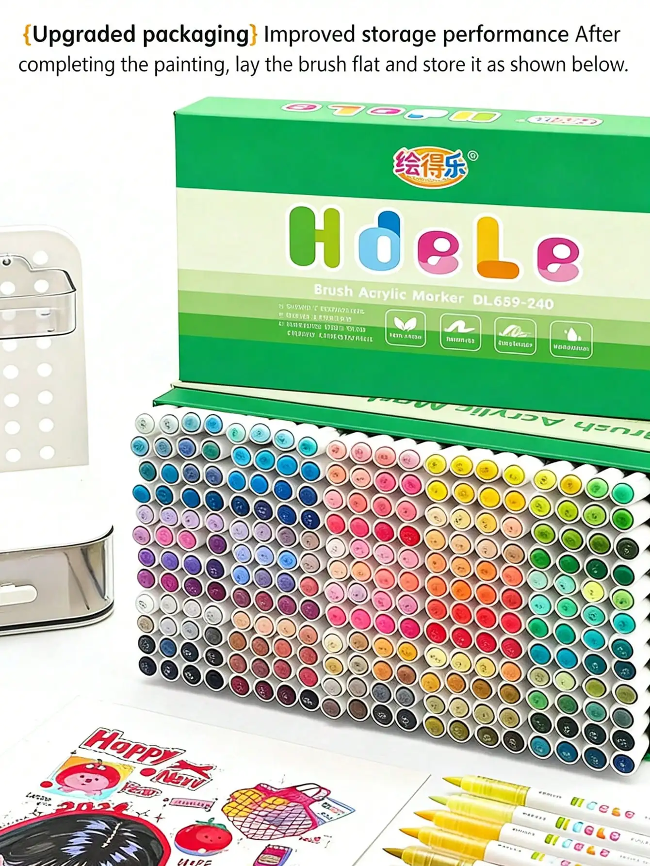 Hdele 8/24 colors Brush Acrylic Marker Pen Set,DIY Hand Drawn,Graffiti Paint Pens,Writing Painting Drawing Marker Stationery