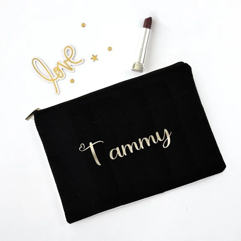 Personalized Custom Name Makeup Case Luxury Golden Letter Cosmetic Bag Travel Organizer Outdoor Perfume Lipstick Make Up Storage