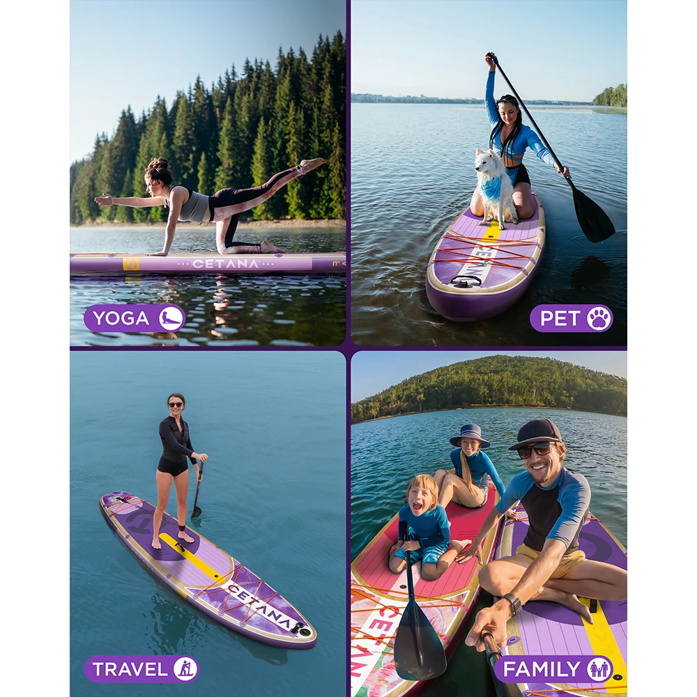 CETANA SUP الكبار الأرجواني مقاوم للماء نفخ مجداف مجلس 11'6'x35'x6' الدائمة نمط المائية مع اكسسوارات الصيد الفرعية