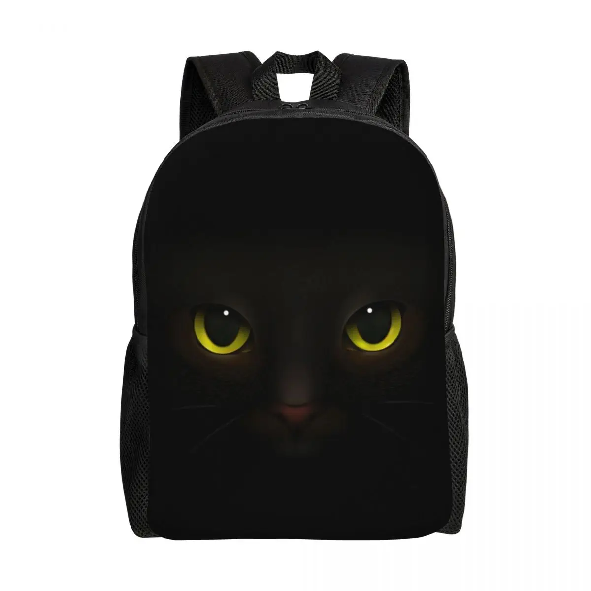 Personalized Black Cat Face Backpacks Men Women Casual Bookbag for College School Bags