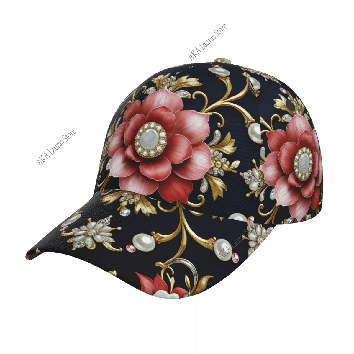 Luxuriöser Blumenornament mit Goldperlen Outdoor Trucker Hut für Männer und Frauen Schirmmütze Street Hip Hop Caps Golf Polo Kappe
