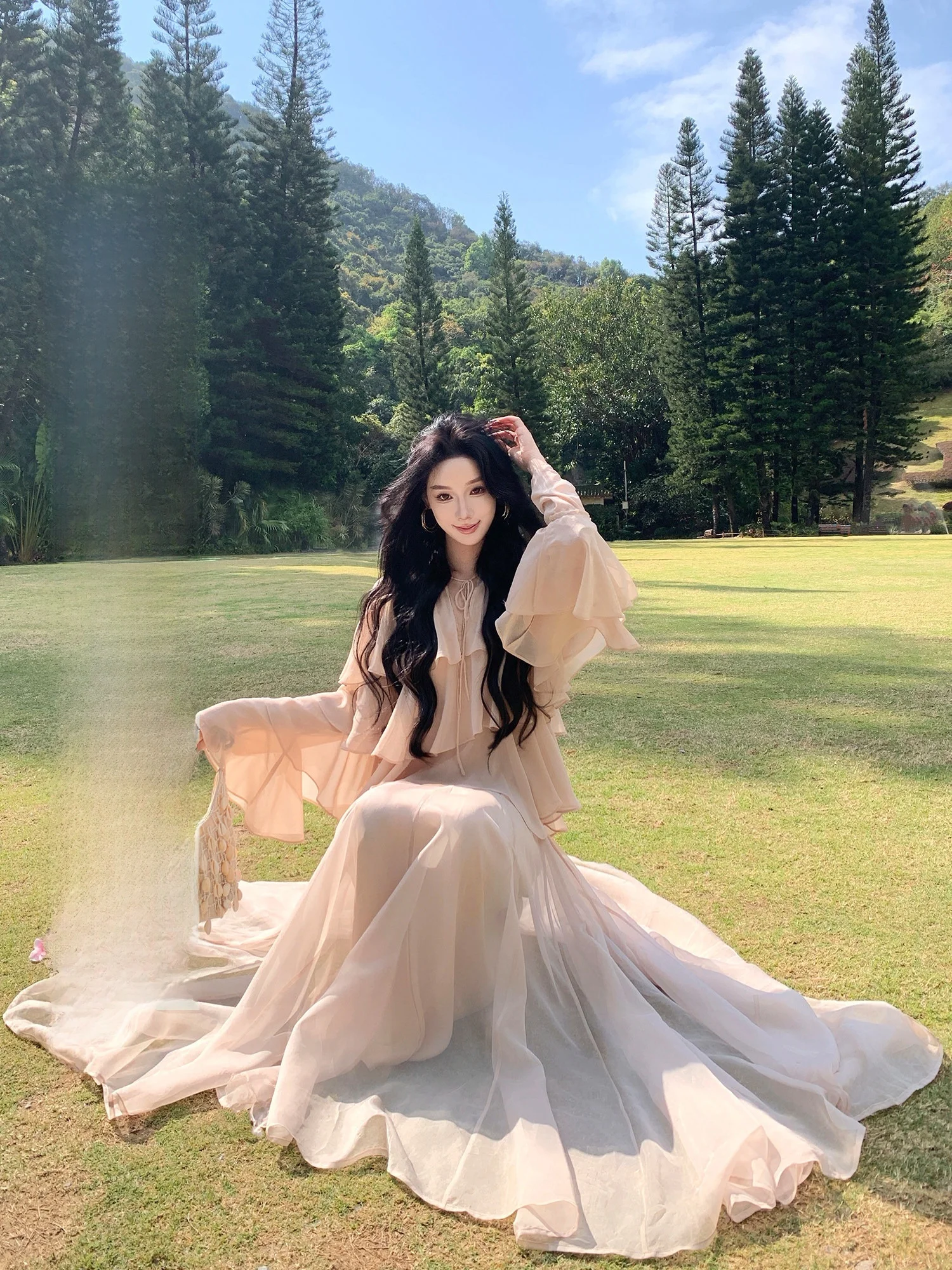 

Весенняя дизайнерская женская розовая рубашка с узором, свободного кроя, с длинным рукавом, из дышащего полиэстера, повседневный топ