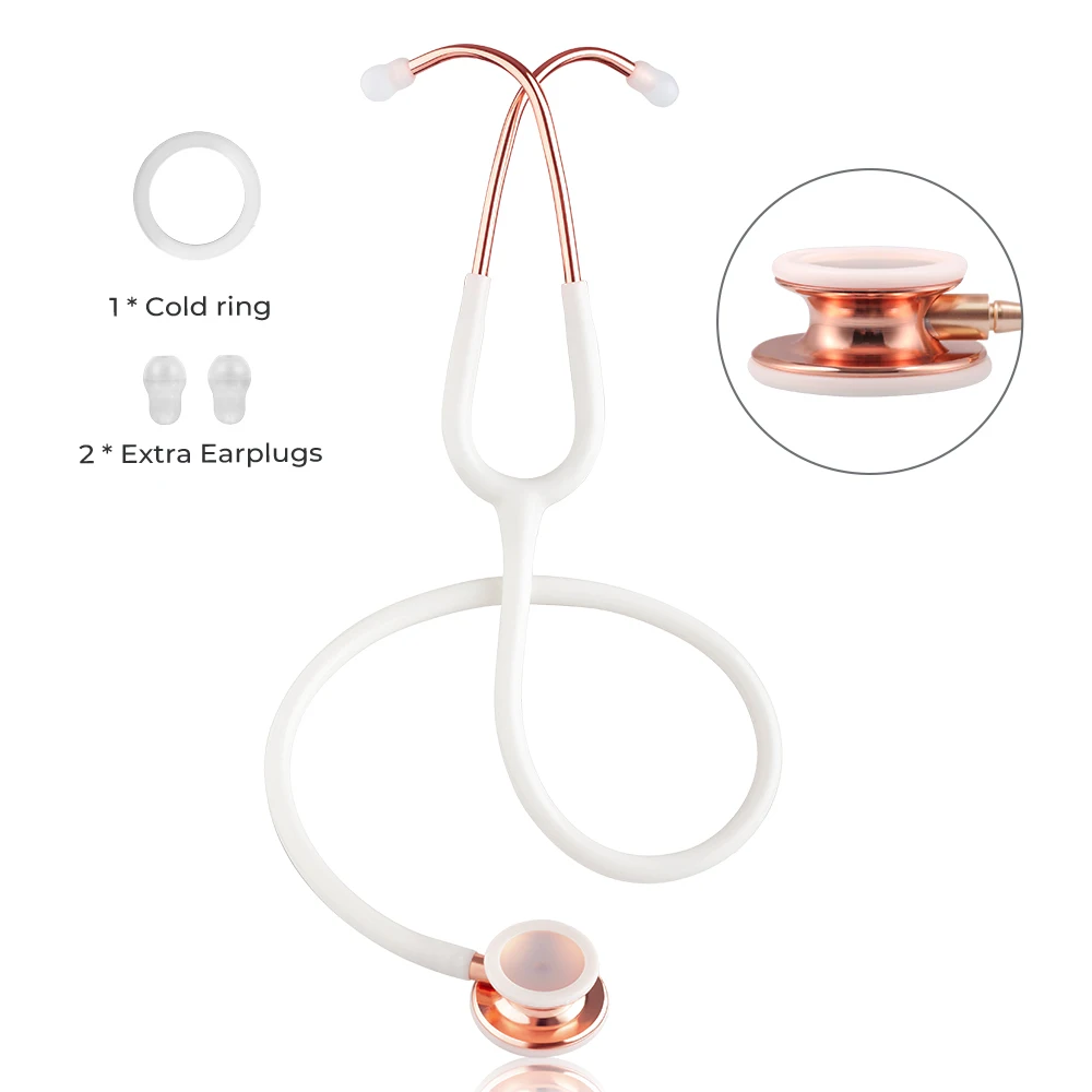 Double Sided Stethoscope Portable Professional Cardiology Stethoscope Medical Equipment Nurse Doctor Gilded White Stethoscope