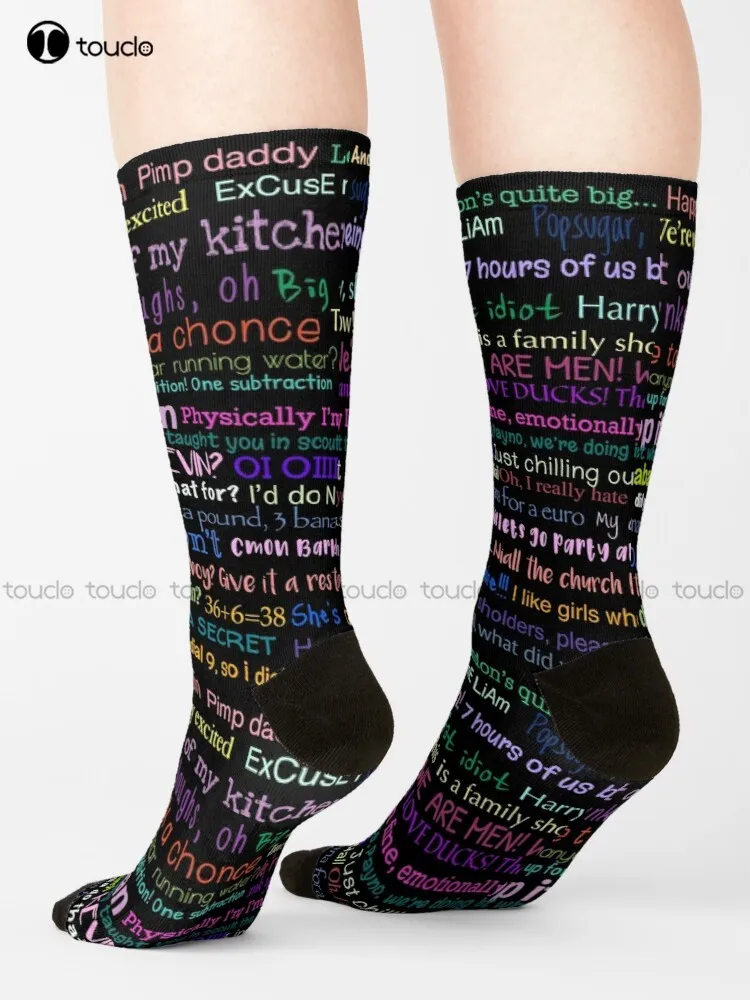 One Direction Quotes Socks Halloween Socks Men Personalized Custom 360° Digital Print Gift Harajuku Street Skateboard Socks