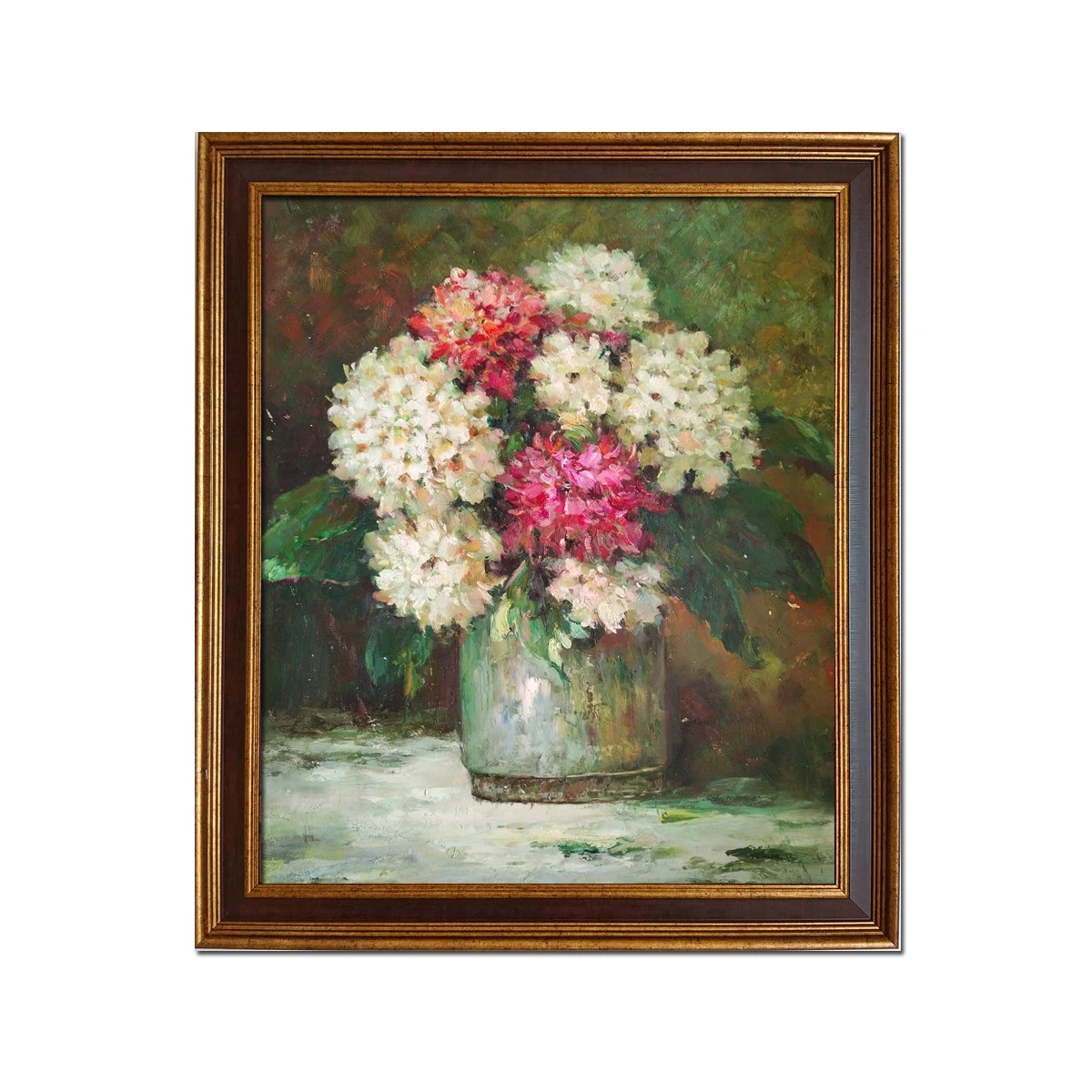 

Golden Framed-Handpainted IMPRESSIONISM Classical Still life Flowers in Vase Art Oil painting Reproduction Artwork Canvas