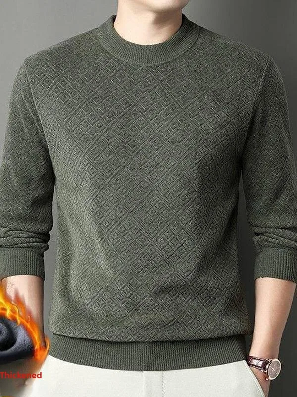 

High-End Men's round Ne Embroidered Thiened Sweatirt Autumn Winter Fce Warm Faionable Base Layer Men's Knitwear