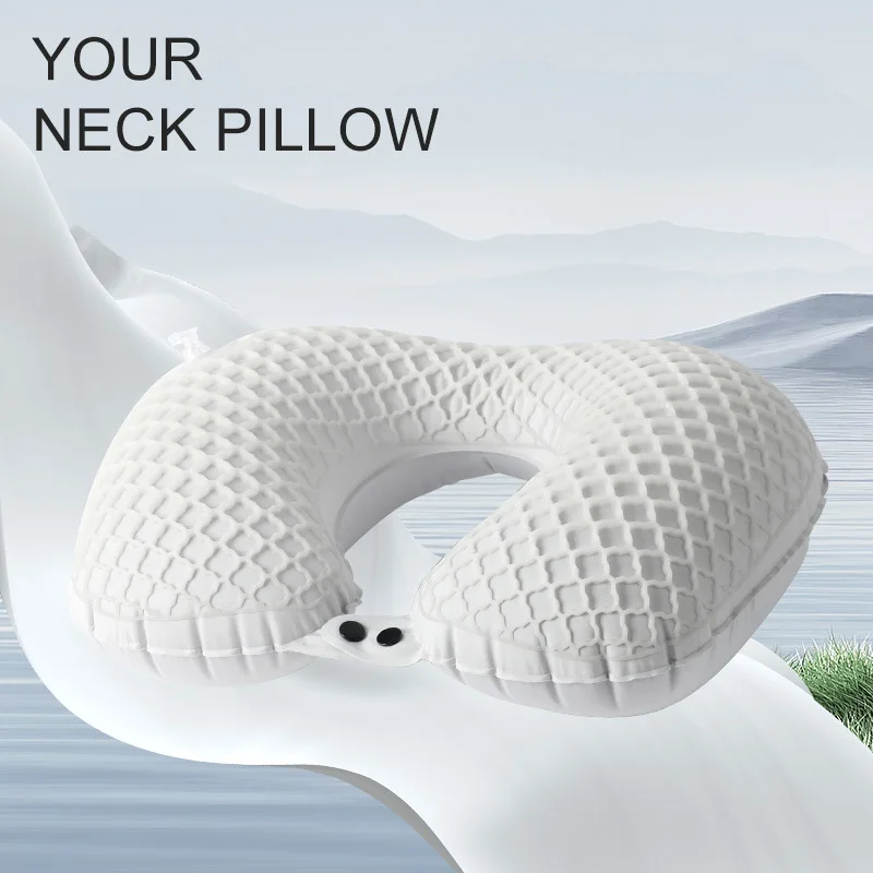 Comfort and Support Cooling Fabric Foldable Inflatable Neck Pillow for Travel