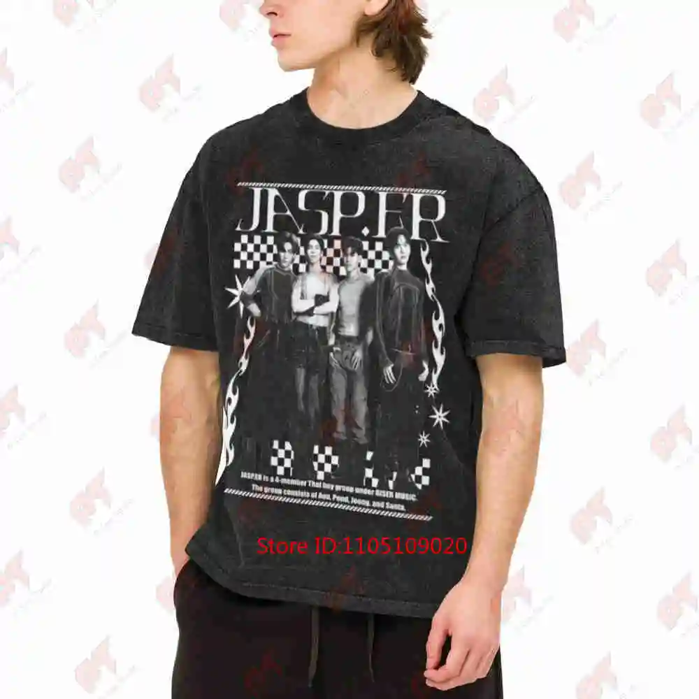 Retro Jasper Thai Boy Band Fanmade Vintage Washed Tee Pure Cotton T-Shirt
