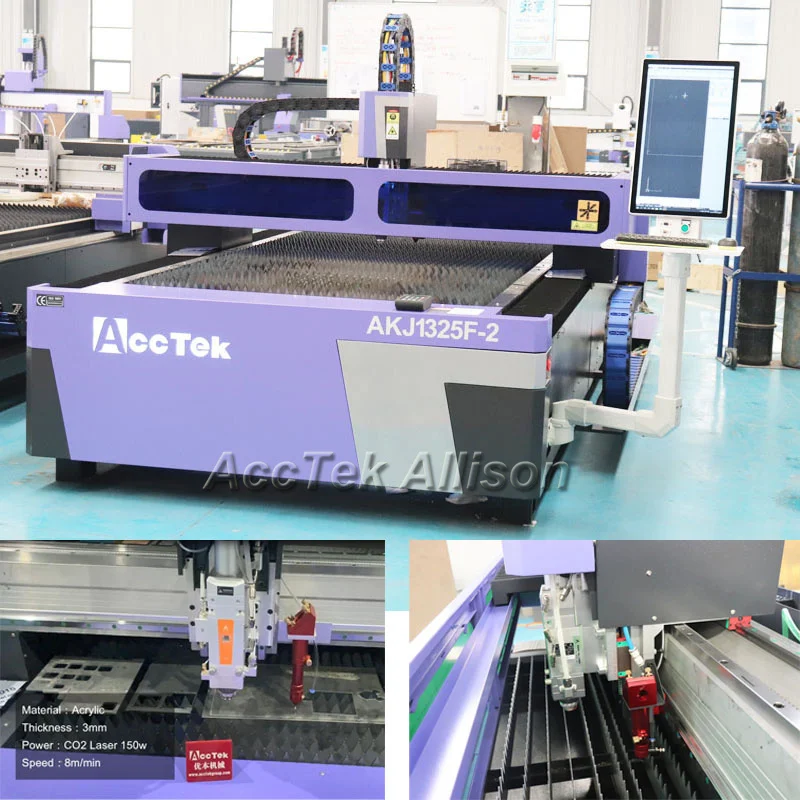 AccTek CNC Laser Combined Co2 Laser Cutting Machines for Cutting Stainless Steel Sheet Aluminum Plywood Acrylic MDF