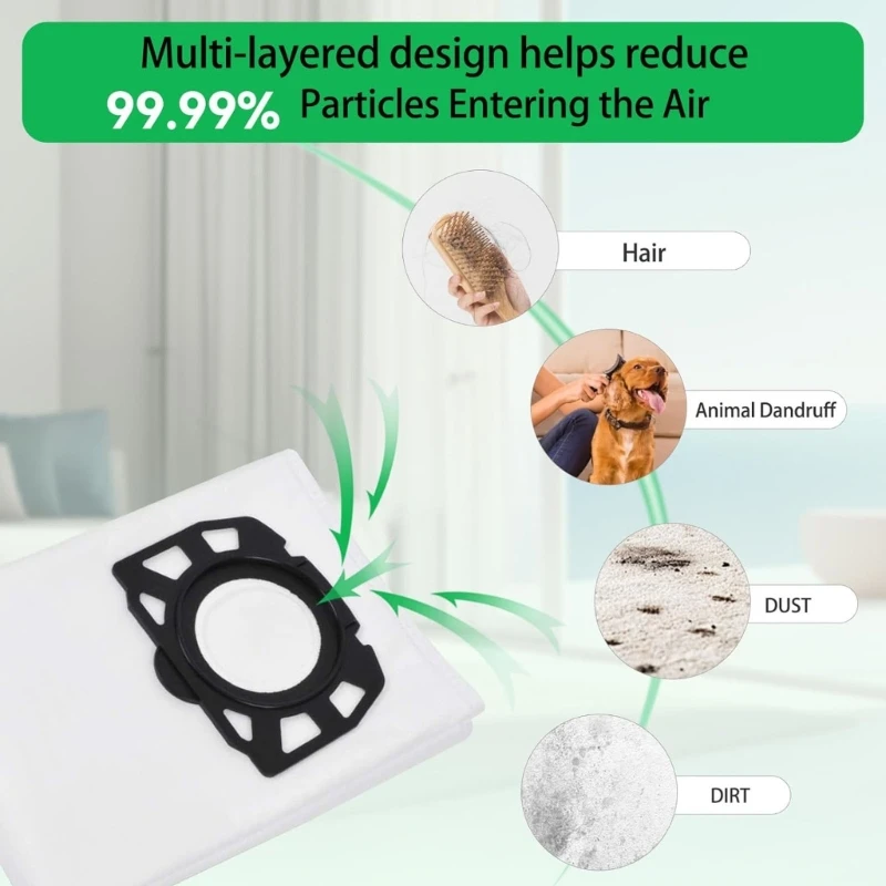 6/15 Pack Dust Bag Efficient Replacement Part Nonwovens Texture Vacuum Cleaner Bag Dust Bag Vacuum Dust Bag for WD3 WD6