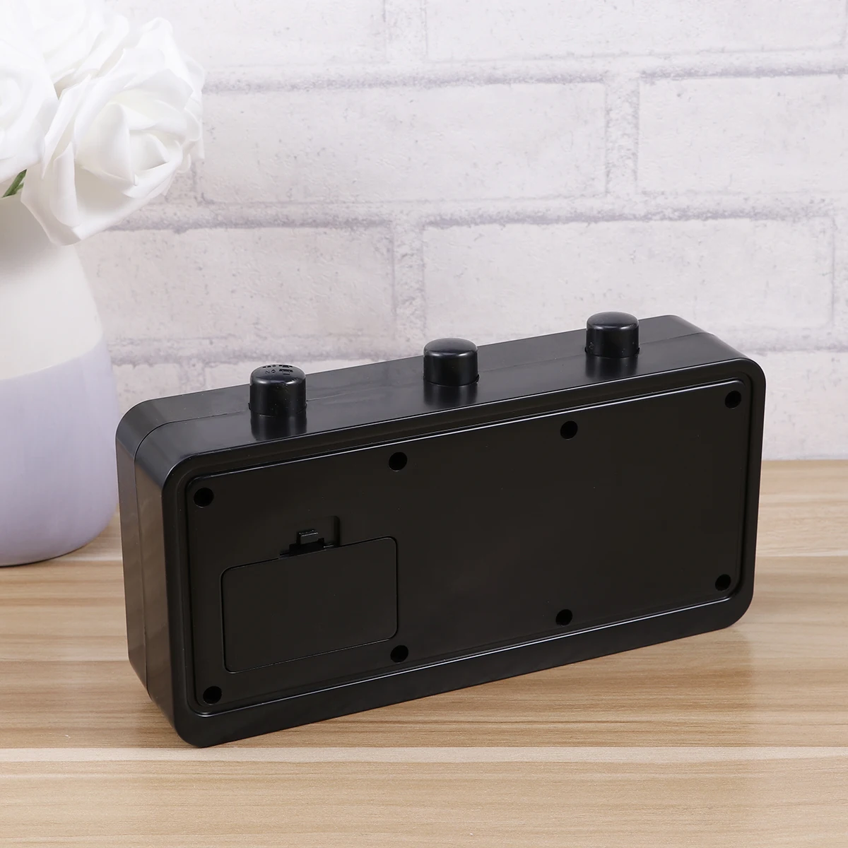 

Home Use Time Manual Control Date Week Display Alarm Clock Simple Fashionable Bedroom Desk Clock Black No Batteries Needed